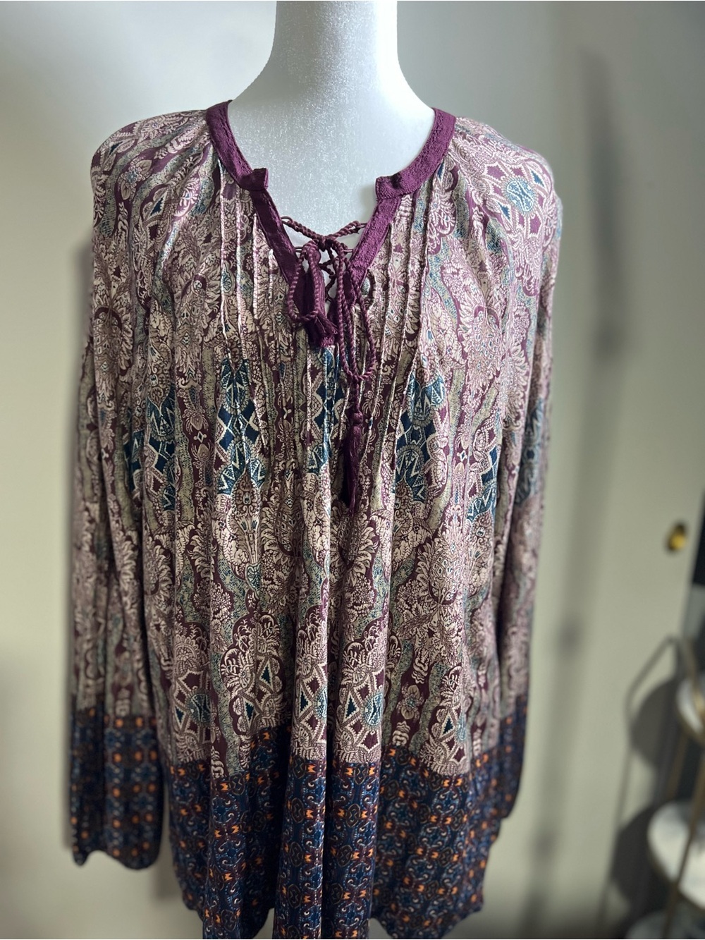Vintage America Plum and Teal Paisley Tunic